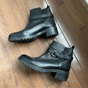 The White Company Black Leather Buckle Boots
